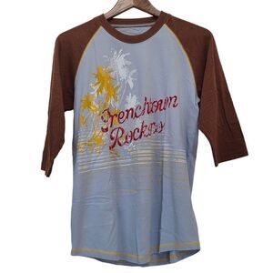 Ringspun Sz Medium Trenchtown Rockers Brown Blue 3/4 Sleeve T Shirt Top